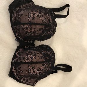 Pink with black overlay bra